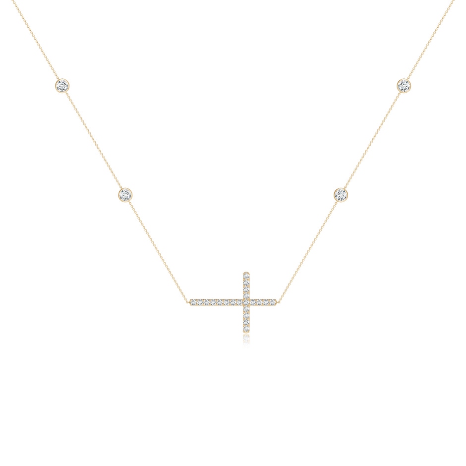 3.75mm FGVS Lab-Grown Diamond Sideways Cross Station Necklace in 18K Yellow Gold 