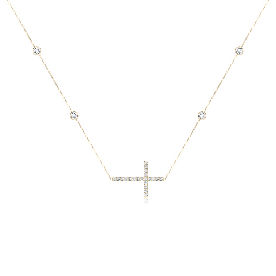 3.75mm FGVS Lab-Grown Diamond Sideways Cross Station Necklace in Yellow Gold 