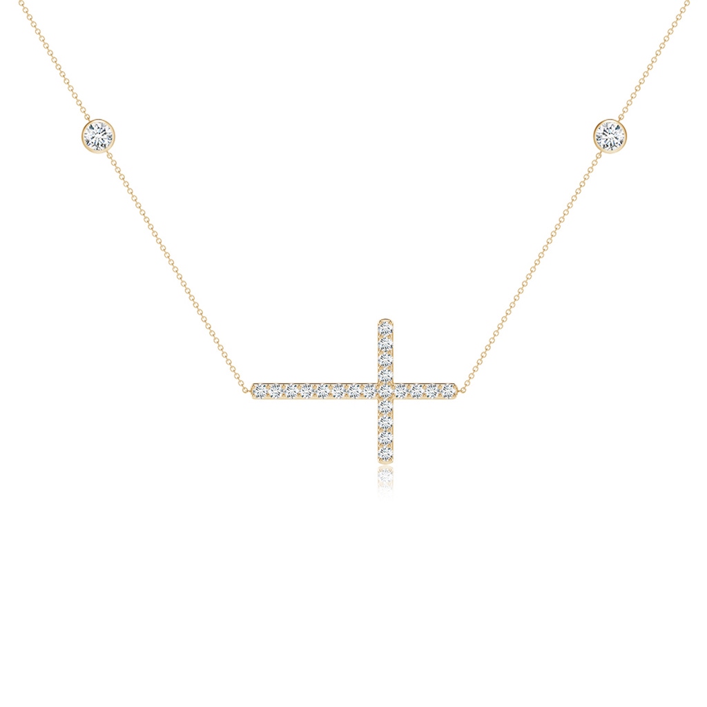 3.75mm FGVS Lab-Grown Diamond Sideways Cross Station Necklace in Yellow Gold Side 199