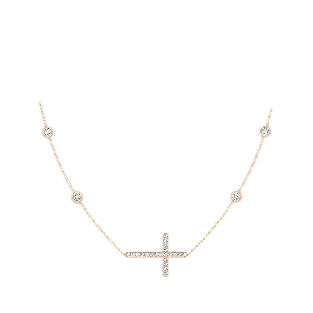 3.75mm FGVS Lab-Grown Diamond Sideways Cross Station Necklace in Yellow Gold pen