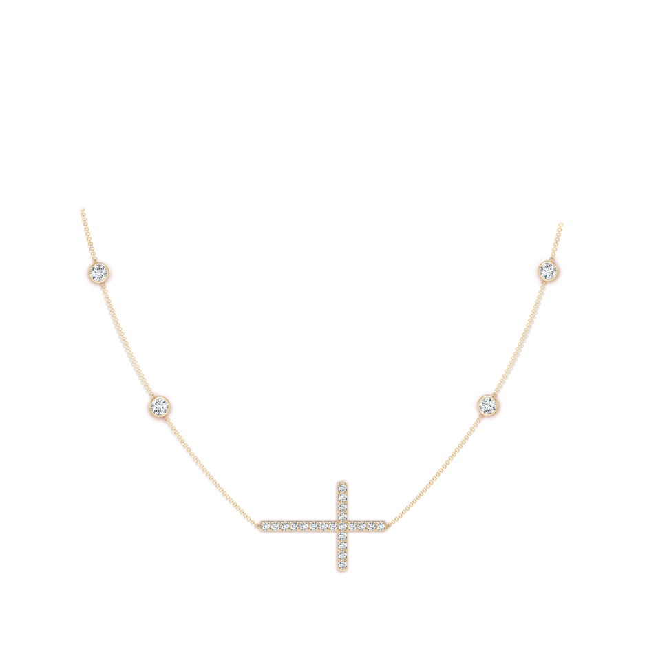 3.75mm FGVS Lab-Grown Diamond Sideways Cross Station Necklace in Yellow Gold pen