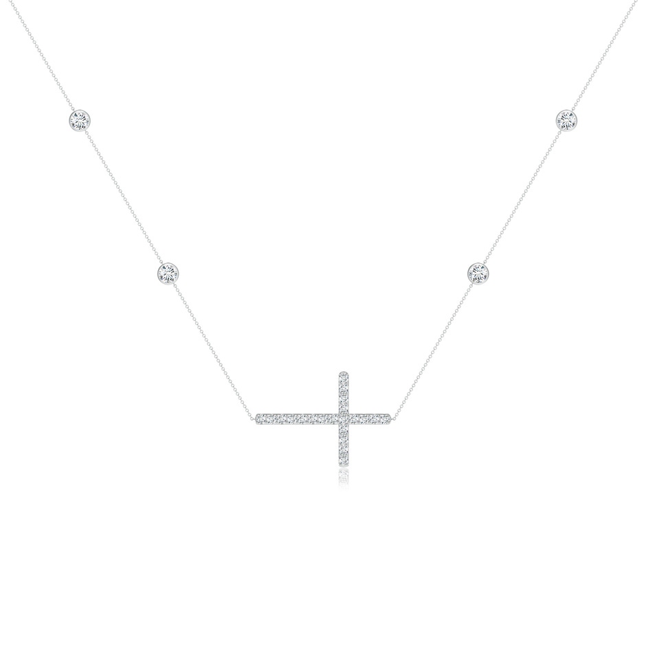 4.1mm FGVS Lab-Grown Diamond Sideways Cross Station Necklace in 18K White Gold 