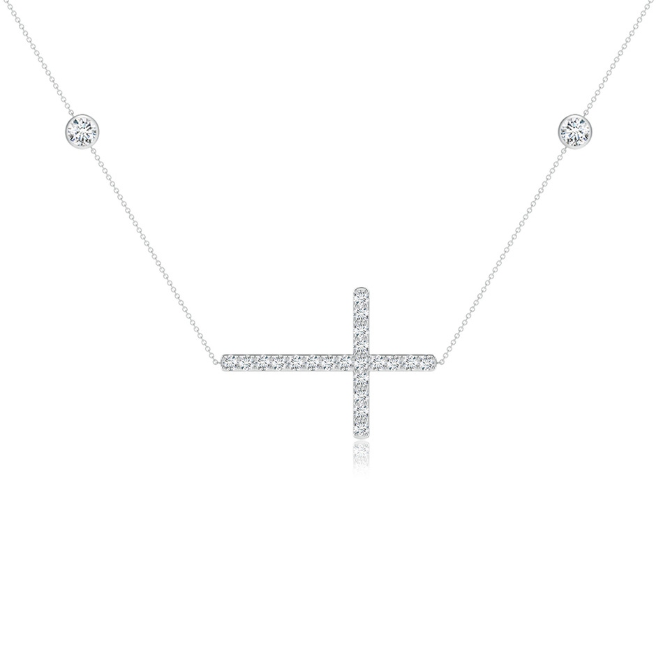 4.1mm FGVS Lab-Grown Diamond Sideways Cross Station Necklace in 18K White Gold side 199