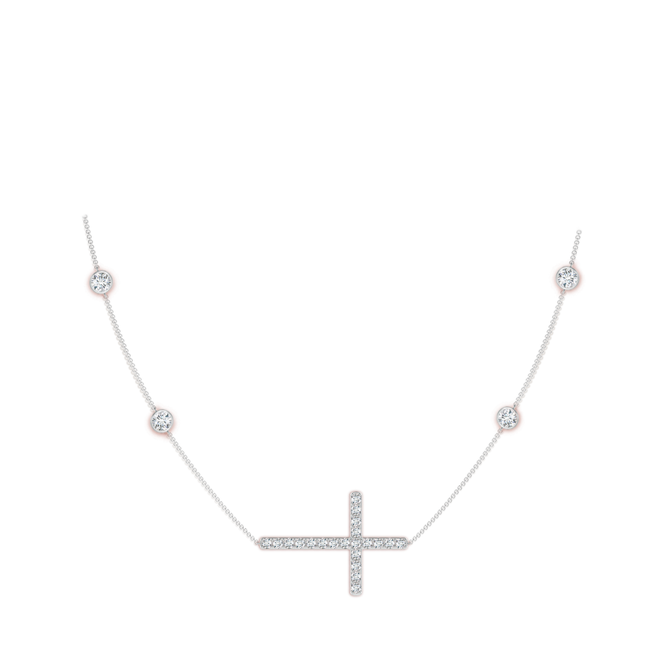 4.1mm FGVS Lab-Grown Diamond Sideways Cross Station Necklace in 18K White Gold pen