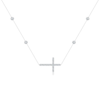 4.1mm FGVS Lab-Grown Diamond Sideways Cross Station Necklace in P950 Platinum