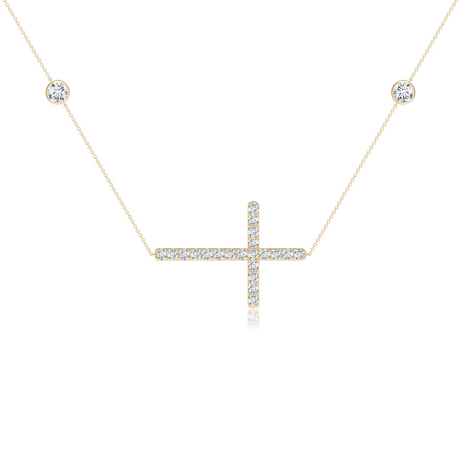 4.1mm FGVS Lab-Grown Diamond Sideways Cross Station Necklace in Yellow Gold side 199