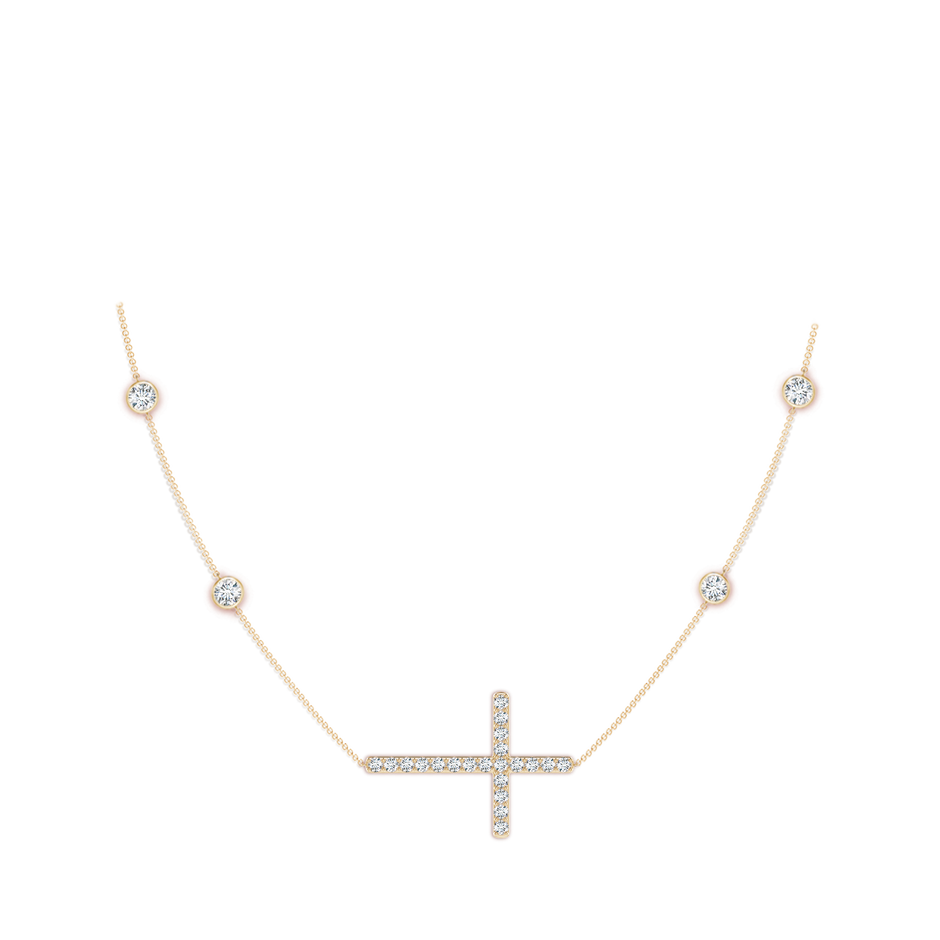 4.1mm FGVS Lab-Grown Diamond Sideways Cross Station Necklace in Yellow Gold pen