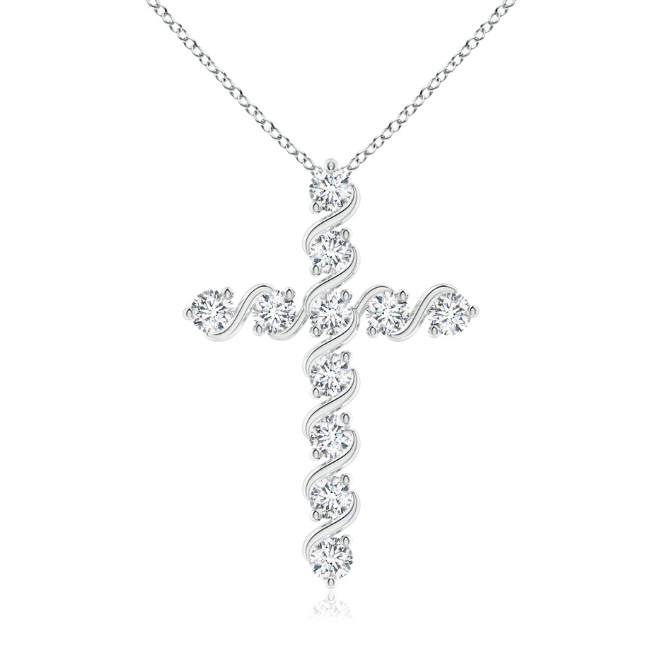 2.5mm FGVS Lab-Grown Prong and Bar Set Diamond Cross Pendant in 18K White Gold 