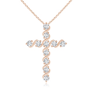 2.5mm FGVS Lab-Grown Prong and Bar Set Diamond Cross Pendant in Rose Gold