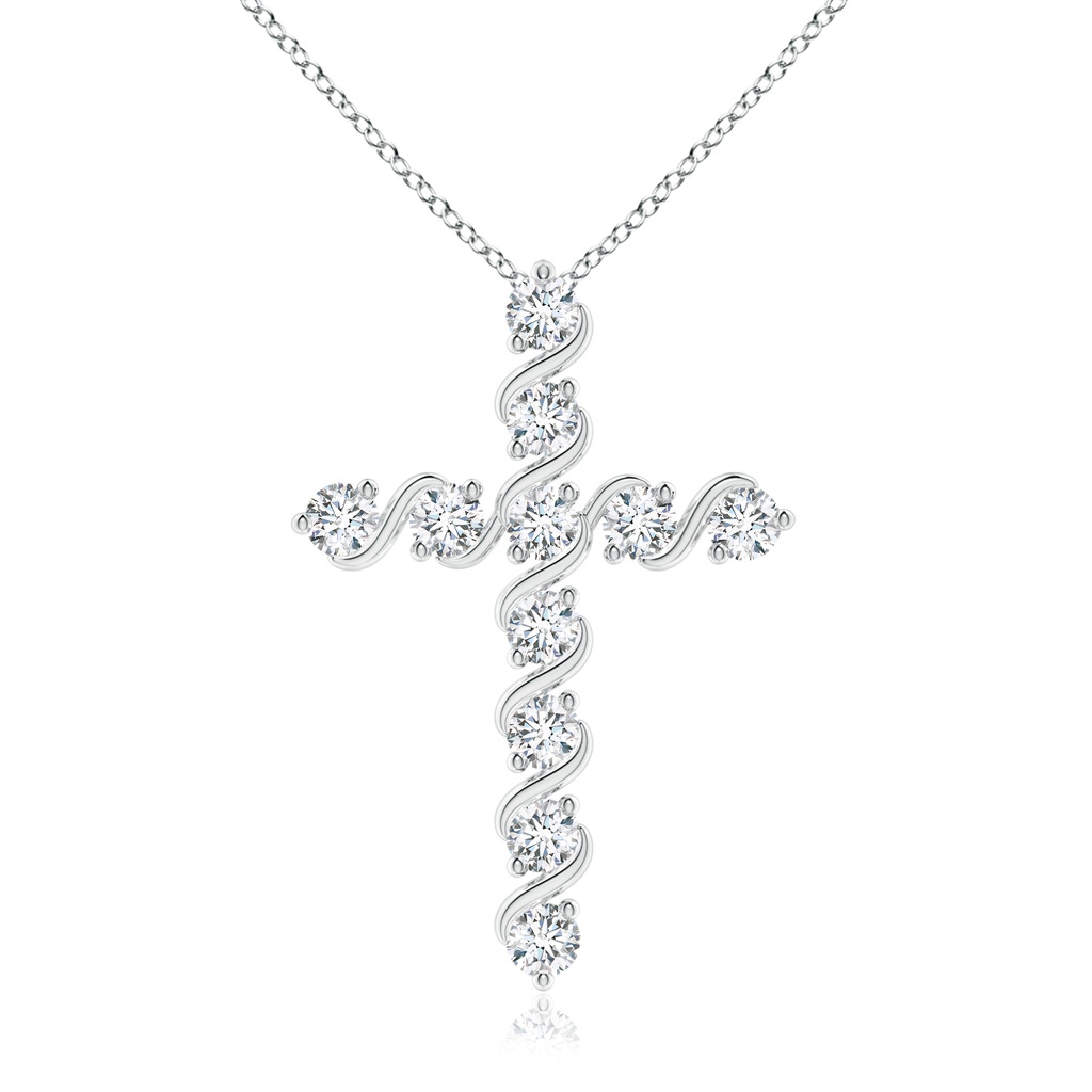 2.9mm FGVS Lab-Grown Prong and Bar Set Diamond Cross Pendant in 18K White Gold