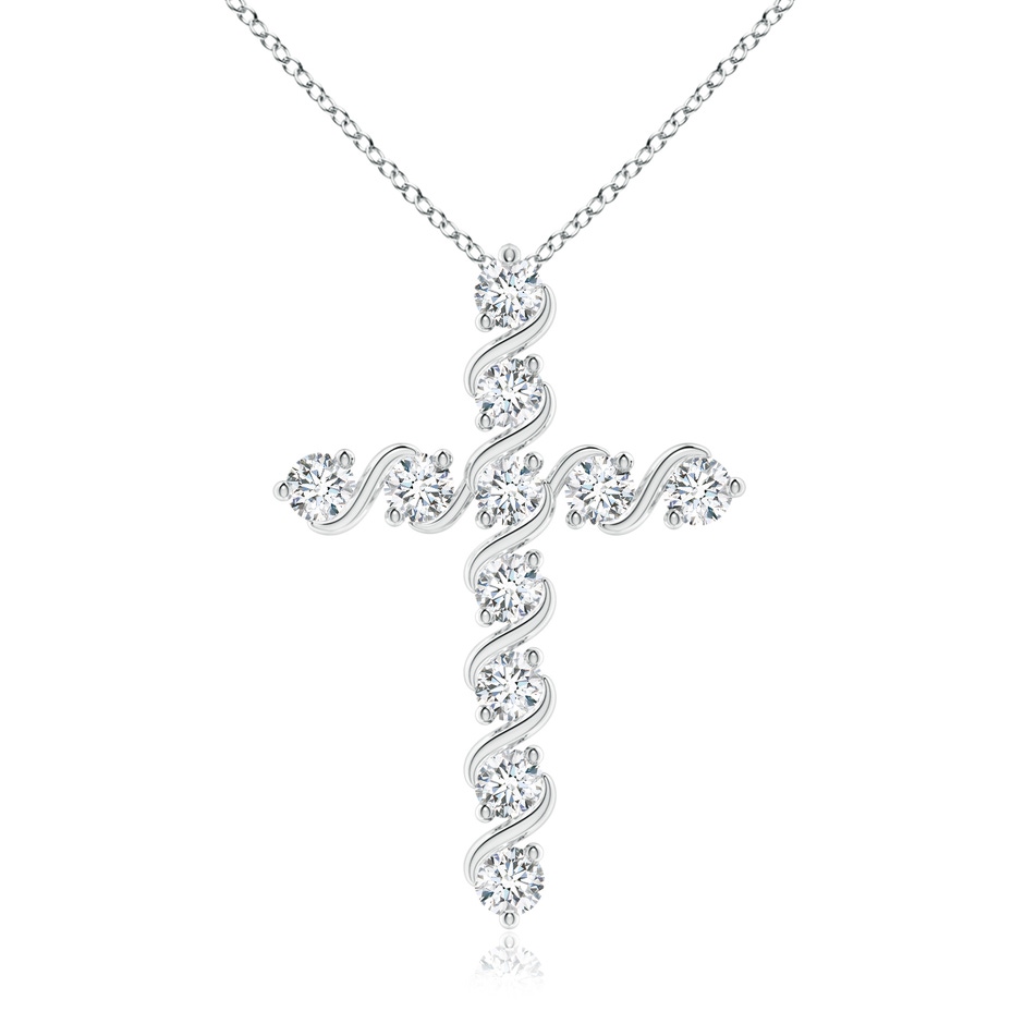 2.9mm FGVS Lab-Grown Prong and Bar Set Diamond Cross Pendant in 18K White Gold 