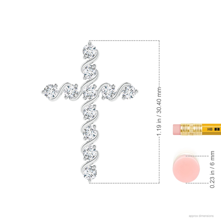 2.9mm FGVS Lab-Grown Prong and Bar Set Diamond Cross Pendant in 18K White Gold ruler