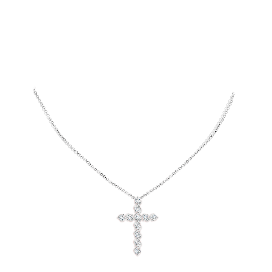 2.9mm FGVS Lab-Grown Prong and Bar Set Diamond Cross Pendant in 18K White Gold pen