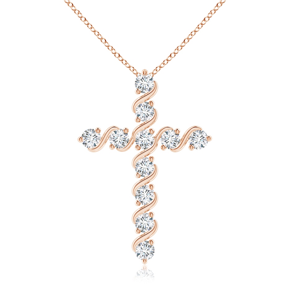 2.9mm FGVS Lab-Grown Prong and Bar Set Diamond Cross Pendant in Rose Gold 