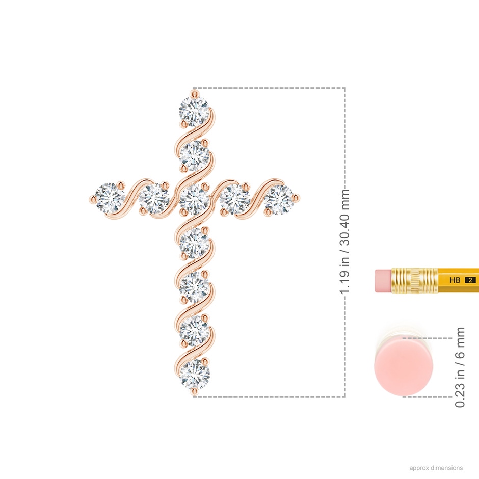2.9mm FGVS Lab-Grown Prong and Bar Set Diamond Cross Pendant in Rose Gold ruler