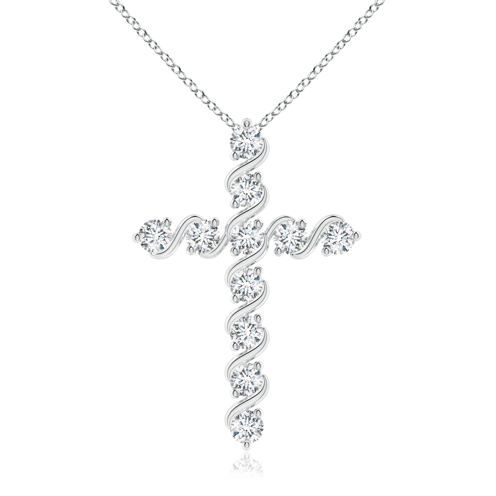 2.9mm FGVS Lab-Grown Prong and Bar Set Diamond Cross Pendant in White Gold