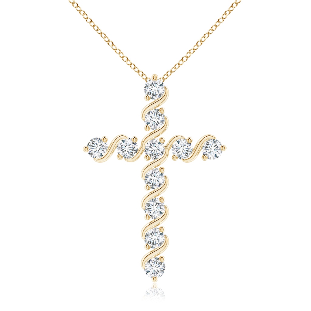 2.9mm FGVS Lab-Grown Prong and Bar Set Diamond Cross Pendant in Yellow Gold