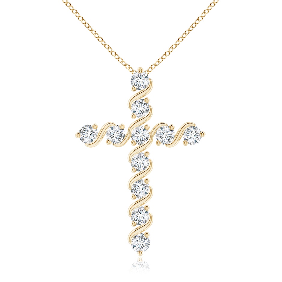 2.9mm FGVS Lab-Grown Prong and Bar Set Diamond Cross Pendant in Yellow Gold 