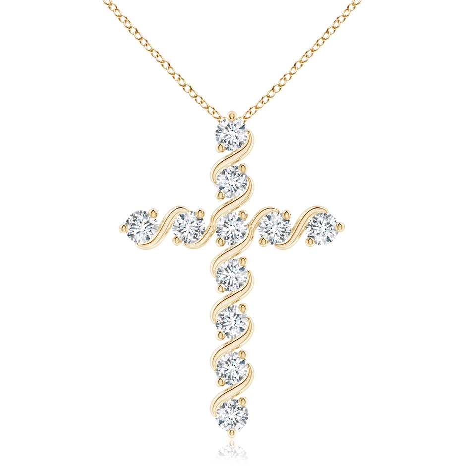 3.3mm FGVS Lab-Grown Prong and Bar Set Diamond Cross Pendant in Yellow Gold 