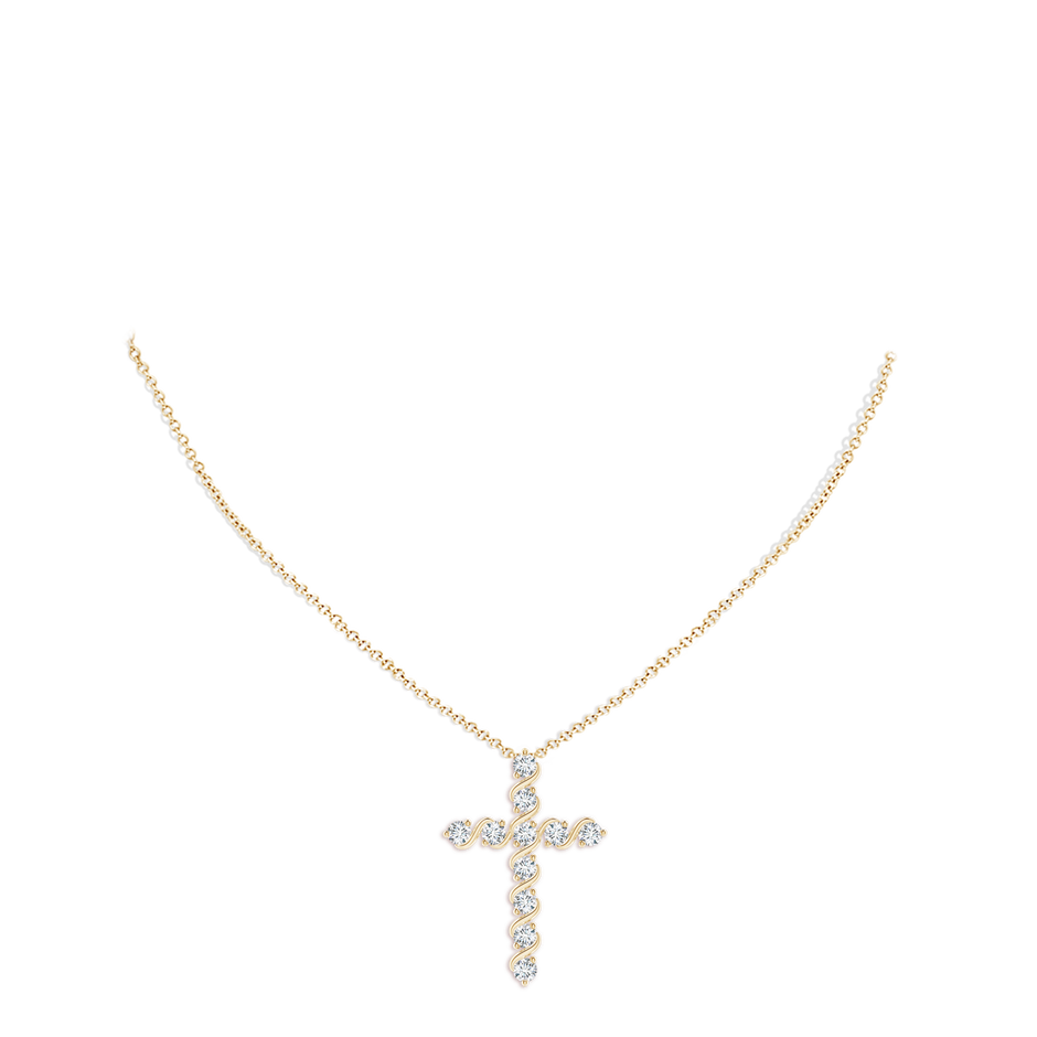 3.3mm FGVS Lab-Grown Prong and Bar Set Diamond Cross Pendant in Yellow Gold pen
