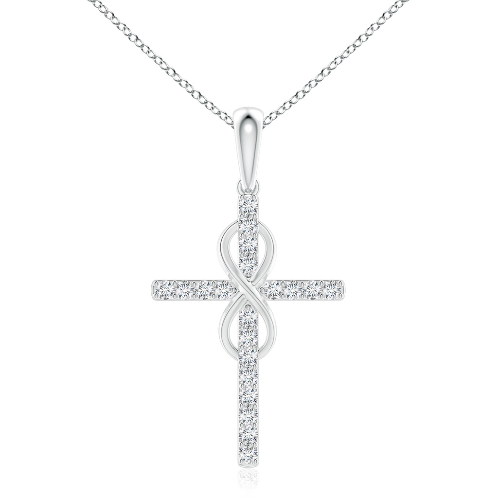 2.3mm FGVS Lab-Grown Diamond Cross and Infinity Pendant in White Gold