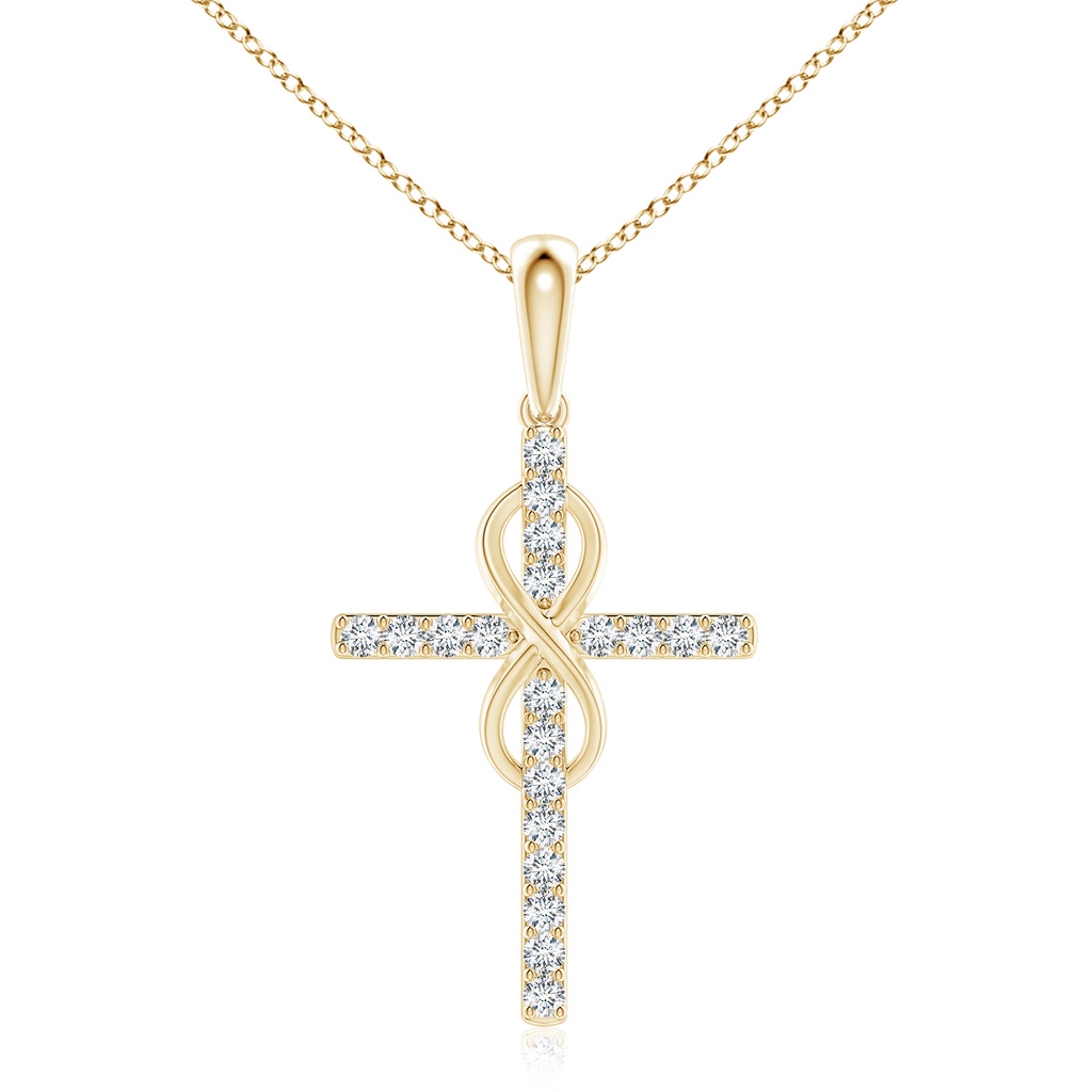 2.3mm FGVS Lab-Grown Diamond Cross and Infinity Pendant in Yellow Gold