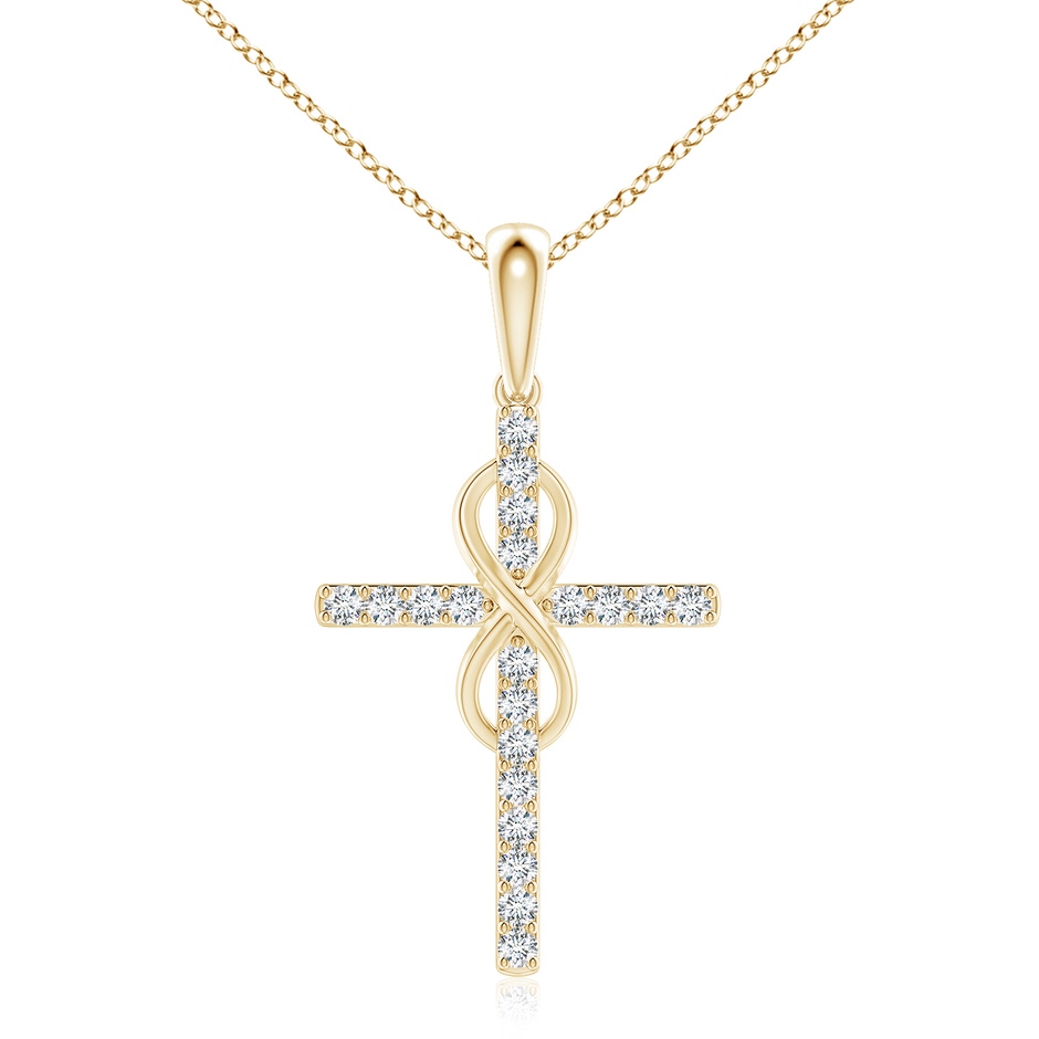 2.3mm FGVS Lab-Grown Diamond Cross and Infinity Pendant in Yellow Gold 