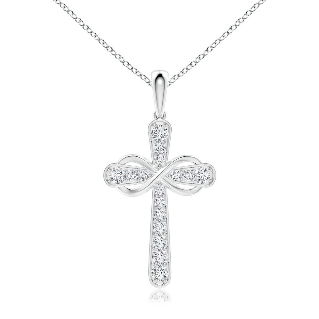 2.6mm FGVS Lab-Grown Pave-Set Diamond Cross and Sideways Infinity Pendant in White Gold