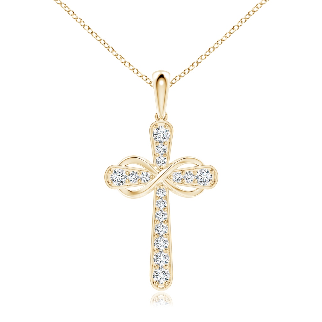 2.6mm FGVS Lab-Grown Pave-Set Diamond Cross and Sideways Infinity Pendant in Yellow Gold