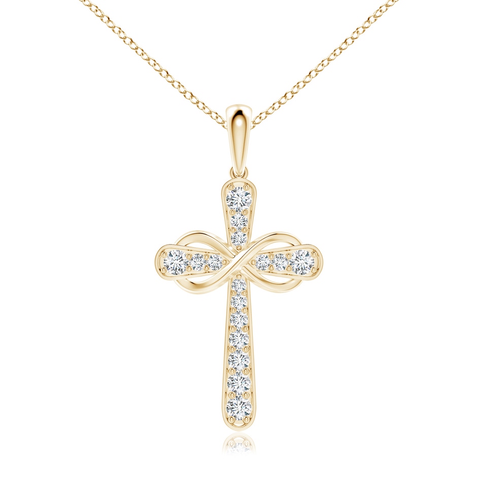 2.6mm FGVS Lab-Grown Pave-Set Diamond Cross and Sideways Infinity Pendant in Yellow Gold 