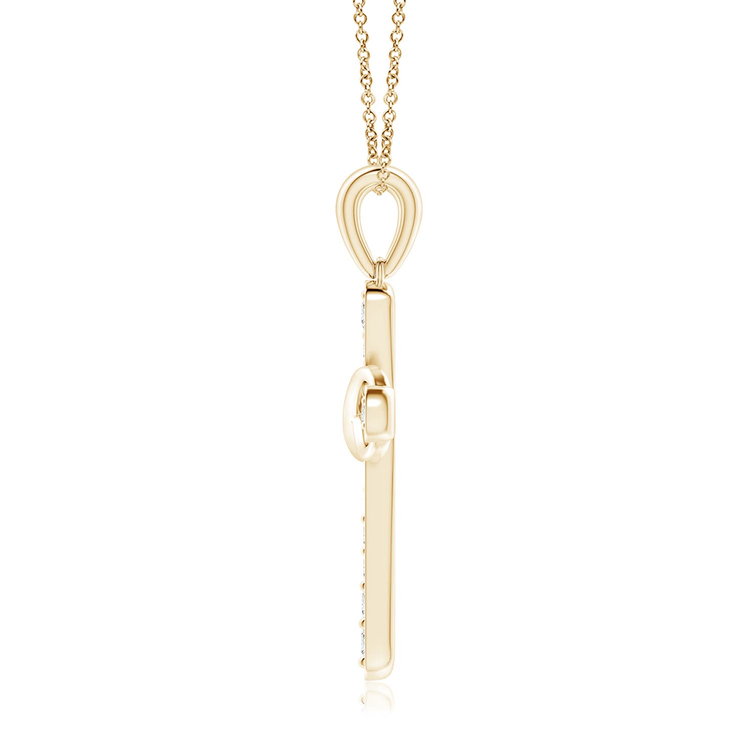 2.6mm FGVS Lab-Grown Pave-Set Diamond Cross and Sideways Infinity Pendant in Yellow Gold - side 3