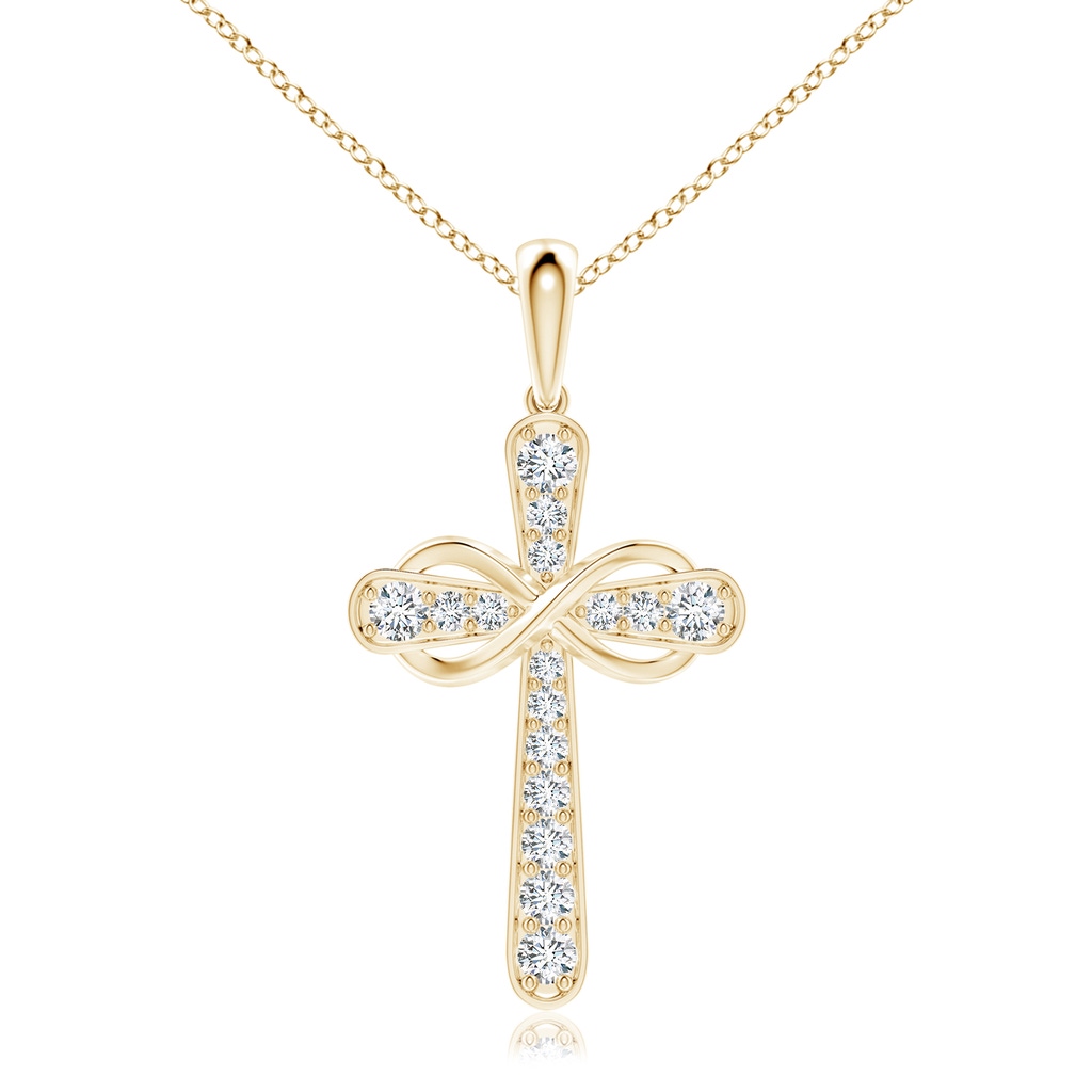 2.8mm FGVS Lab-Grown Pave-Set Diamond Cross and Sideways Infinity Pendant in Yellow Gold