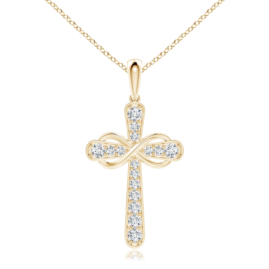 2.8mm FGVS Lab-Grown Pave-Set Diamond Cross and Sideways Infinity Pendant in Yellow Gold 