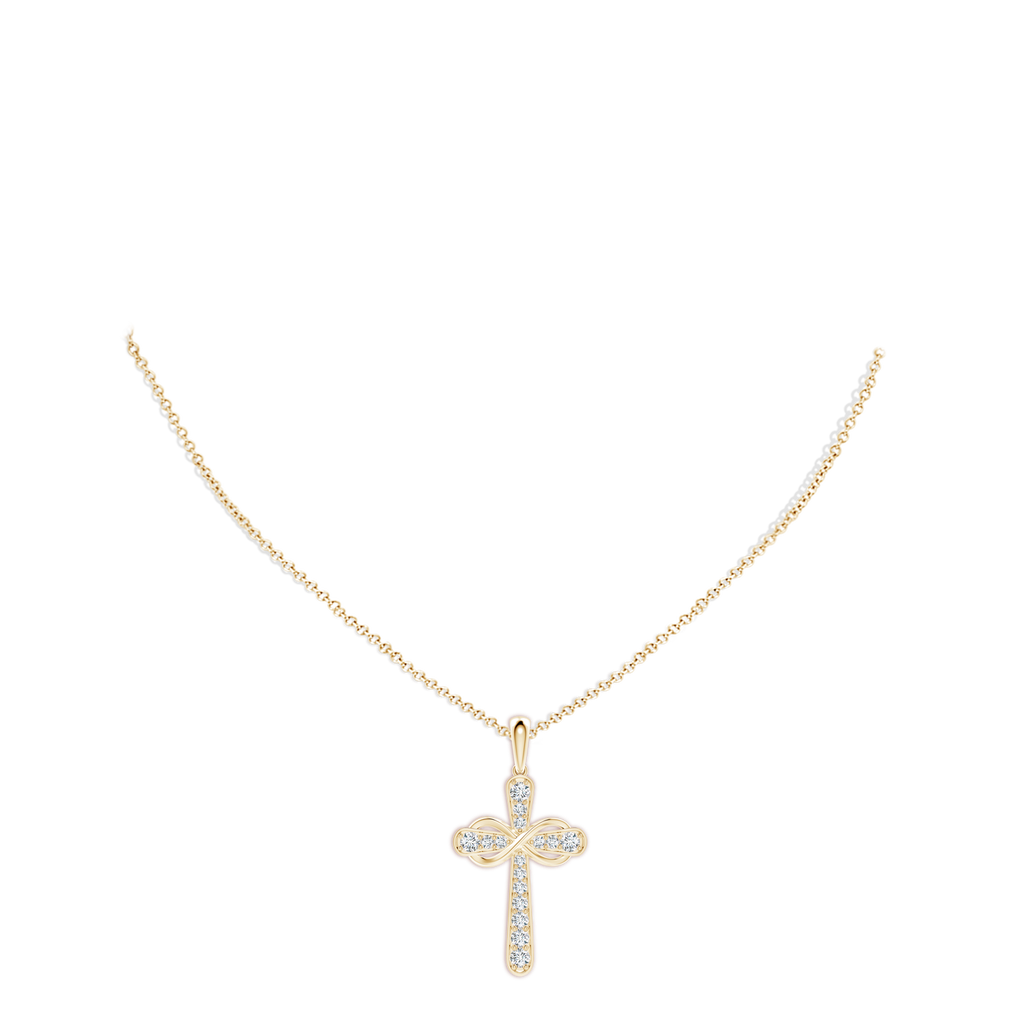 2.8mm FGVS Lab-Grown Pave-Set Diamond Cross and Sideways Infinity Pendant in Yellow Gold pen