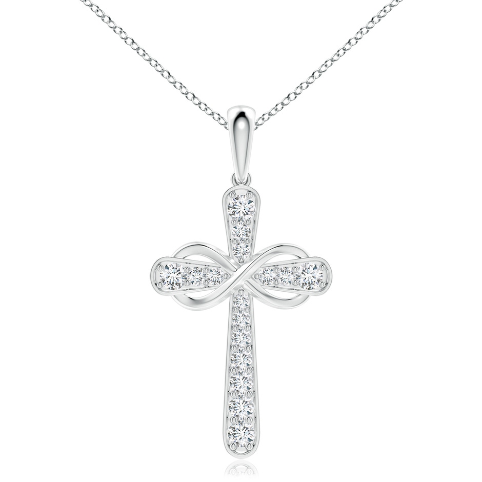 3.1mm FGVS Lab-Grown Pave-Set Diamond Cross and Sideways Infinity Pendant in 18K White Gold 