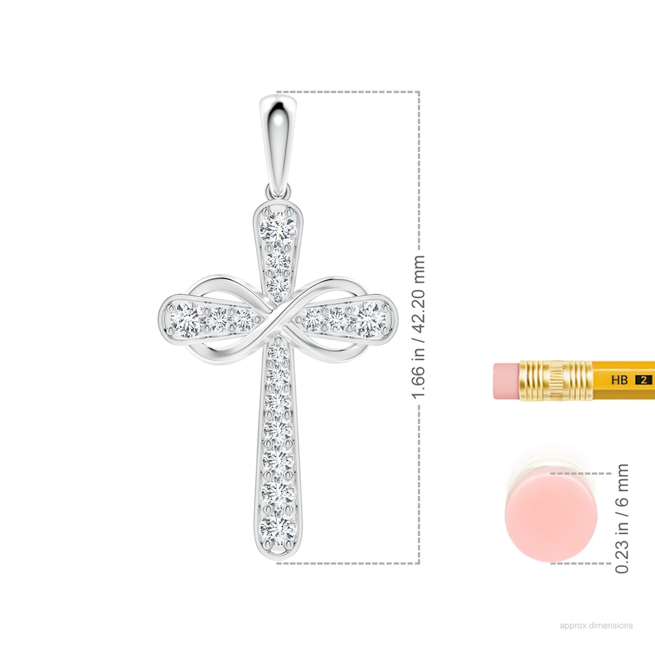 3.1mm FGVS Lab-Grown Pave-Set Diamond Cross and Sideways Infinity Pendant in 18K White Gold ruler