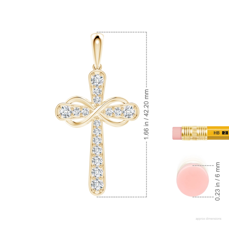 3.1mm FGVS Lab-Grown Pave-Set Diamond Cross and Sideways Infinity Pendant in 18K Yellow Gold ruler