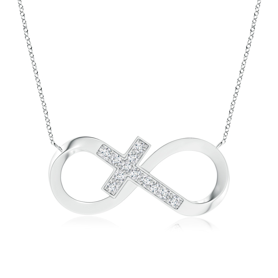 2.2mm FGVS Lab-Grown Pave-Set Diamond Sideways Infinity Cross Pendant in White Gold 