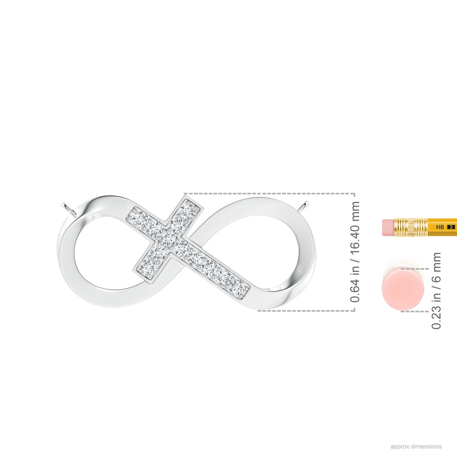 2.2mm FGVS Lab-Grown Pave-Set Diamond Sideways Infinity Cross Pendant in White Gold ruler