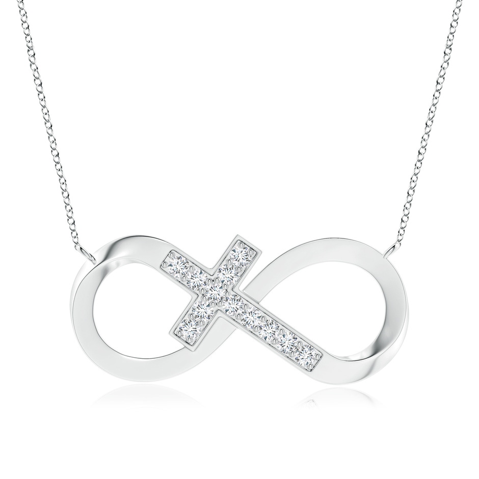 2.5mm FGVS Lab-Grown Pave-Set Diamond Sideways Infinity Cross Pendant in White Gold 
