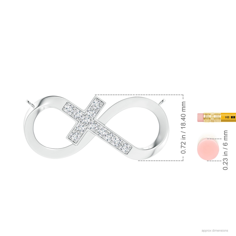 2.5mm FGVS Lab-Grown Pave-Set Diamond Sideways Infinity Cross Pendant in White Gold ruler