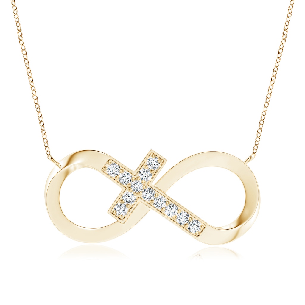 2.5mm FGVS Lab-Grown Pave-Set Diamond Sideways Infinity Cross Pendant in Yellow Gold 