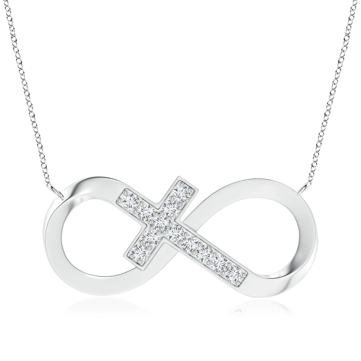 2.8mm FGVS Lab-Grown Pave-Set Diamond Sideways Infinity Cross Pendant in 18CT White Gold