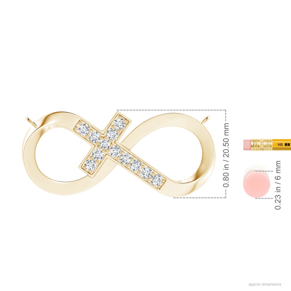2.8mm FGVS Lab-Grown Pave-Set Diamond Sideways Infinity Cross Pendant in 18K Yellow Gold ruler