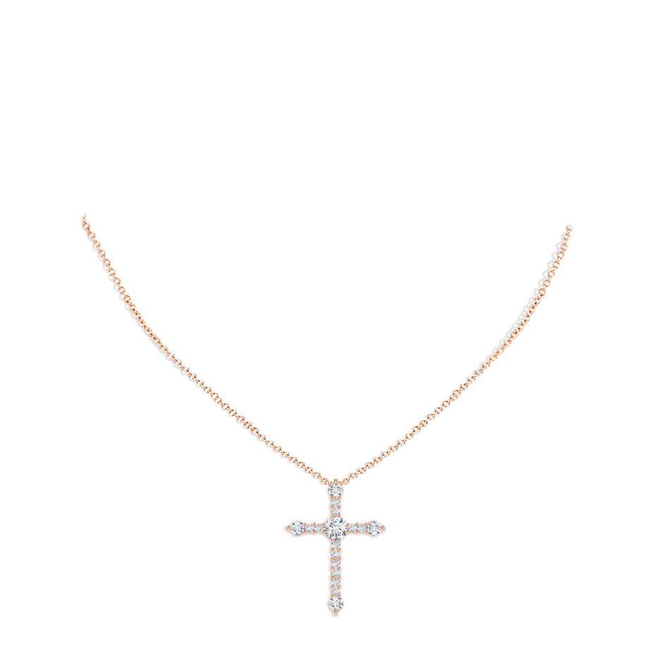 4.5mm FGVS Lab-Grown Prong-Set Diamond Budded Cross Pendant in 9K Rose Gold pen