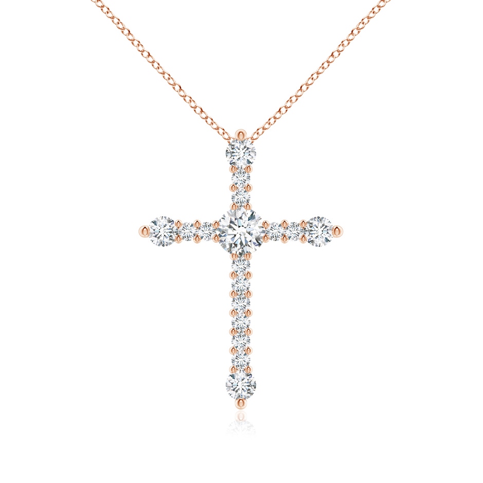 4.5mm FGVS Lab-Grown Prong-Set Diamond Budded Cross Pendant in Rose Gold 