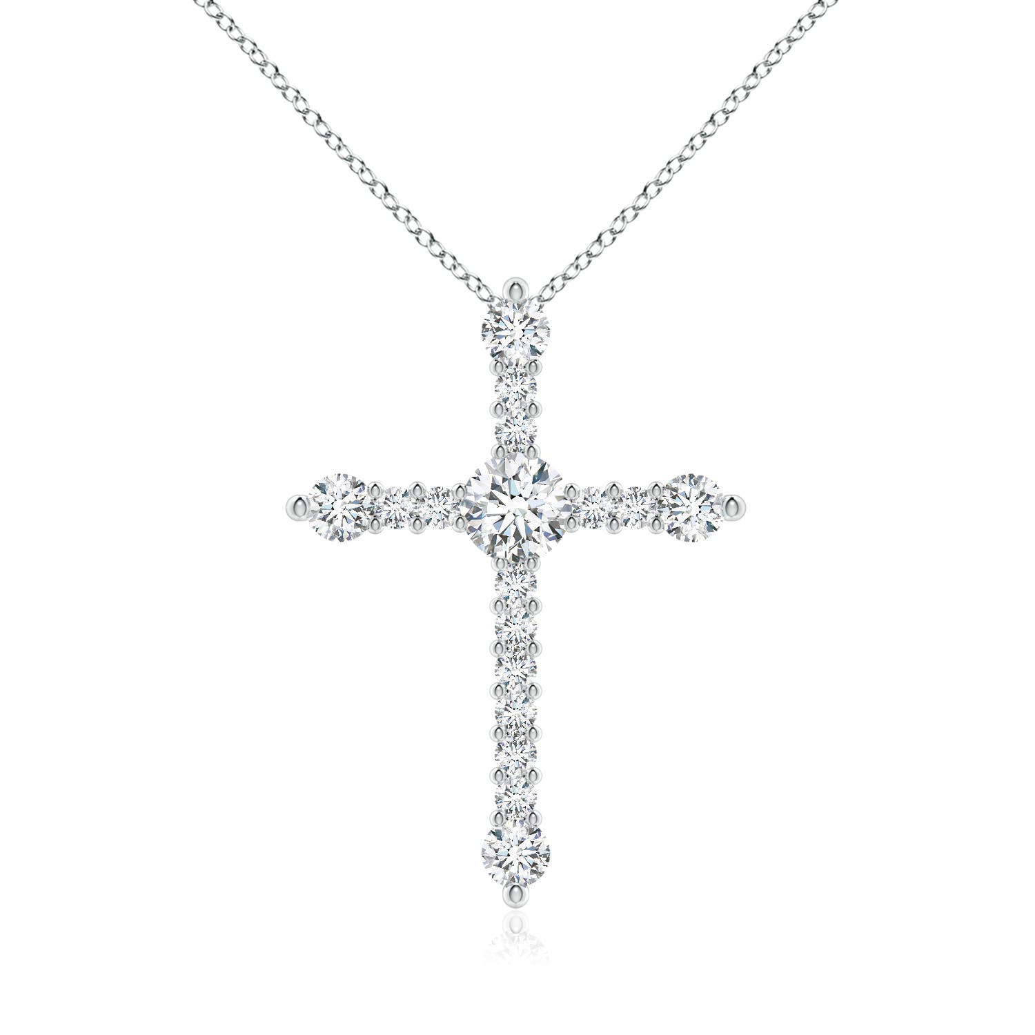5.1mm FGVS Lab-Grown Prong-Set Diamond Budded Cross Pendant in 18CT White Gold