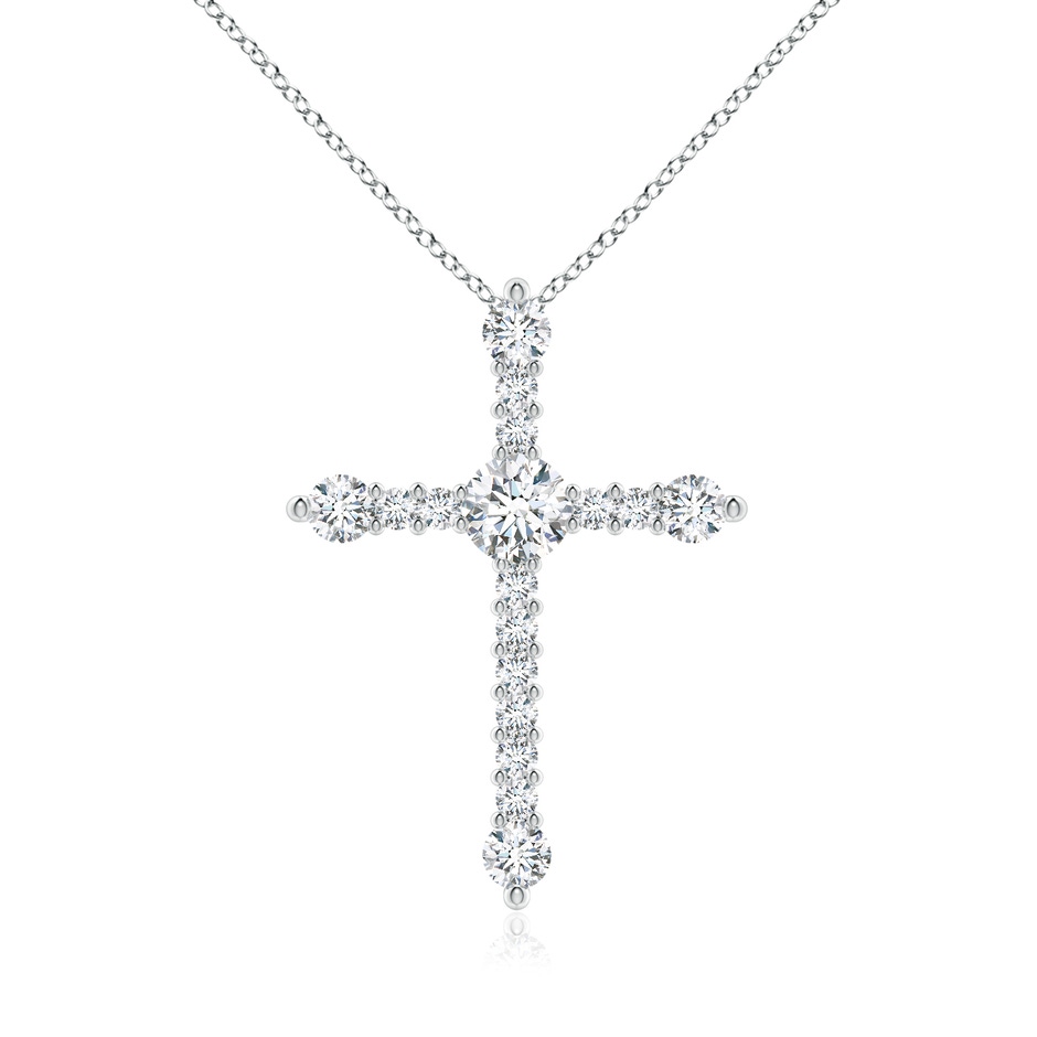 5.1mm FGVS Lab-Grown Prong-Set Diamond Budded Cross Pendant in 18K White Gold 