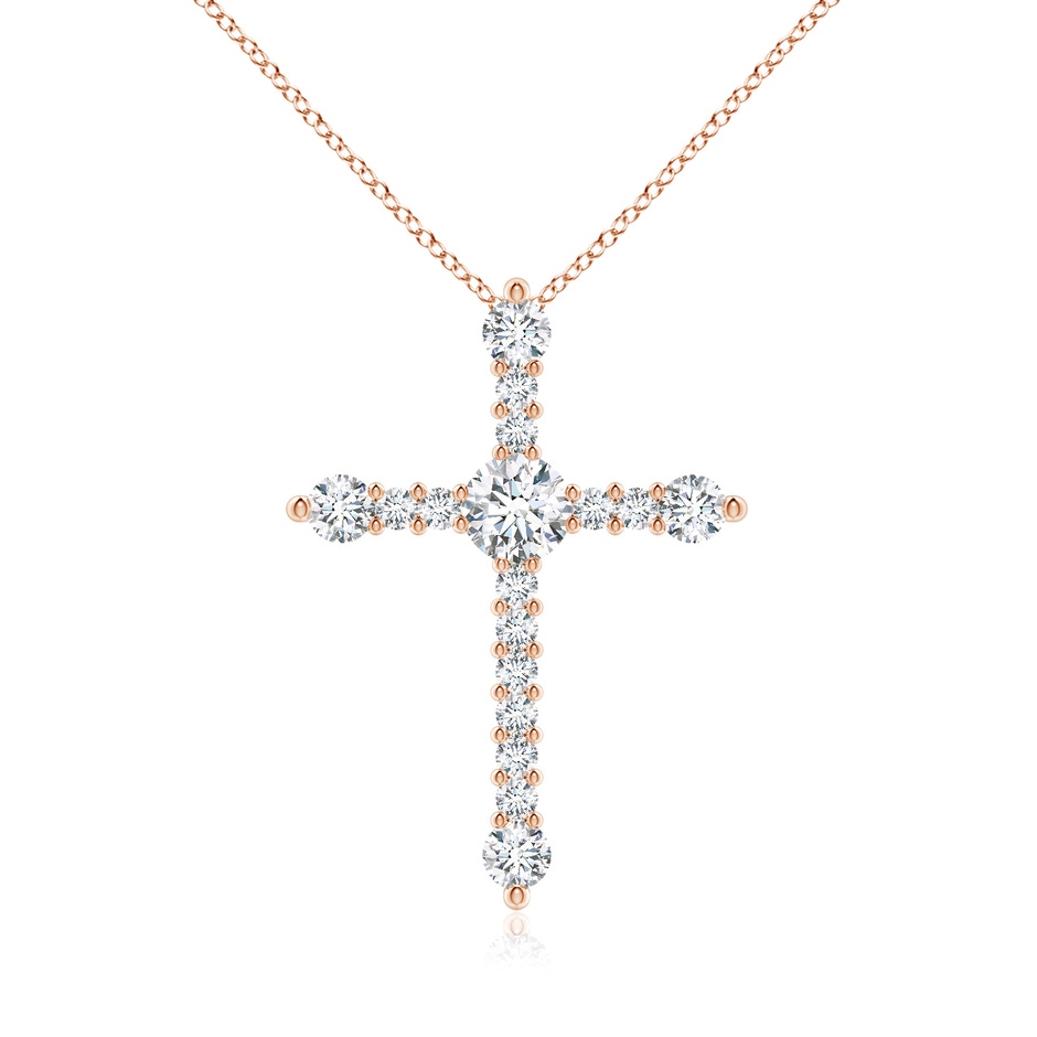 5.1mm FGVS Lab-Grown Prong-Set Diamond Budded Cross Pendant in Rose Gold 