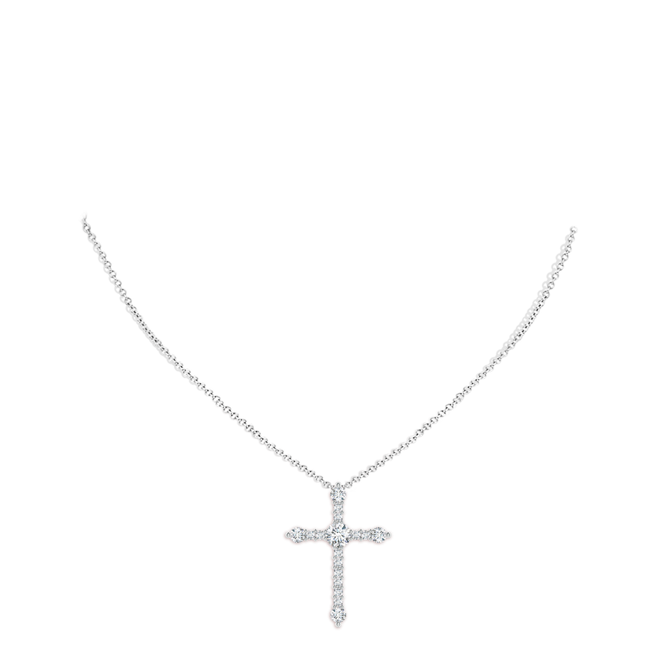 5.1mm FGVS Lab-Grown Prong-Set Diamond Budded Cross Pendant in White Gold pen